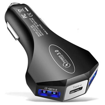 Universal Multiport Car Charger with QC 3.0 - 7A - Black