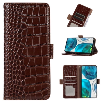 Crocodile Series Motorola Moto G73 Wallet Leather Case with RFID - Brown