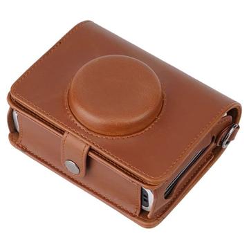 Instax mini Evo PU Leather Retro Camera Bag Anti-drop Protective Cover with Shoulder Strap - Brown