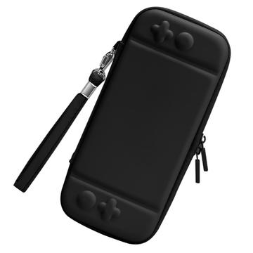 Nintendo Switch Solid Color PU Leather Carrying Protective Case Shockproof Portable Storage Bag - Black