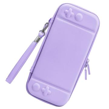 Nintendo Switch Solid Color PU Leather Carrying Protective Case Shockproof Portable Storage Bag - Purple