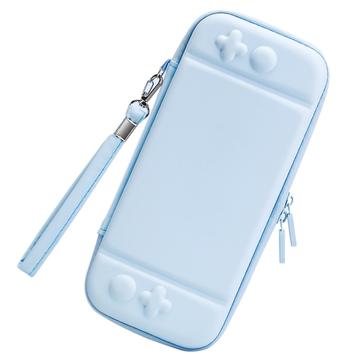 Nintendo Switch Solid Color PU Leather Carrying Protective Case Shockproof Portable Storage Bag - Sky Blue
