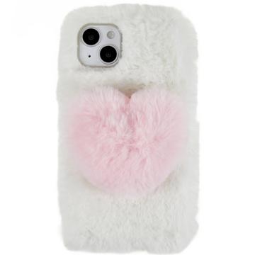 Plush Heart iPhone 14 TPU Case - White