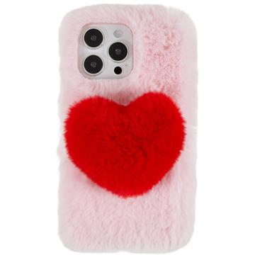 Plush Heart iPhone 14 Pro TPU Case - Pink