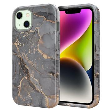 Stylish Gradient iPhone 14 Plus Hybrid Case - Marble - Dark Grey