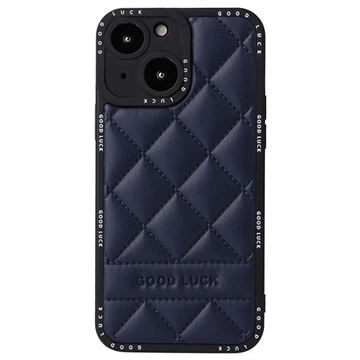 Good Luck Rhombic Grid iPhone 14 Plus Hybrid Case - Blue