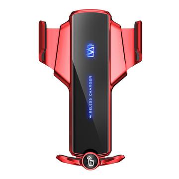 P9 Electric Locking Car Air Outlet Phone Holder 15W Wireless Charger Universal Cellphone Bracket - Red