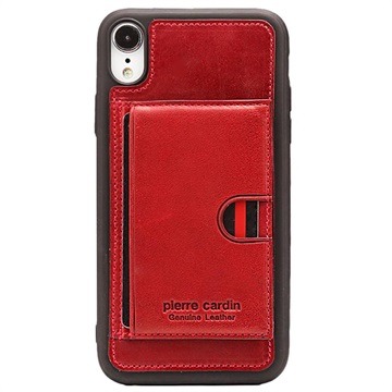 Pierre Cardin Leather Coated iPhone XR TPU Case with Kickstand - Red
