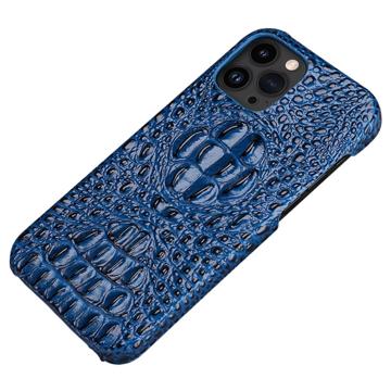 Luxury Crocodile iPhone 14 Pro Leather Coated Case - Sapphire