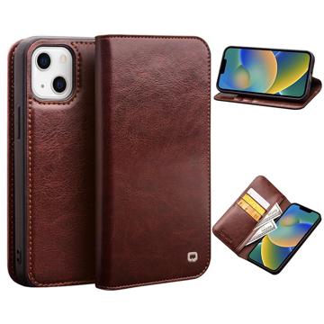 Qialino Classic iPhone 14 Wallet Leather Case - Brown