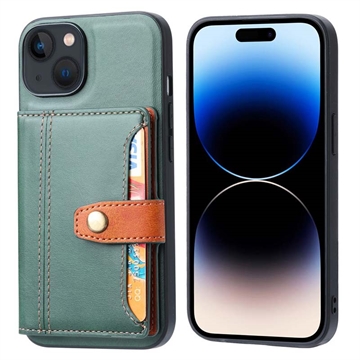 iPhone 15 Retro Style Case with Wallet - Green