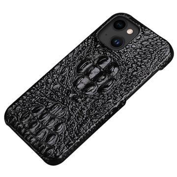 Luxury Crocodile iPhone 14 Plus Leather Coated Case - Black