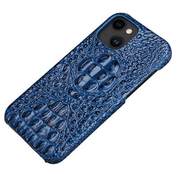 Luxury Crocodile iPhone 14 Plus Leather Coated Case - Blue