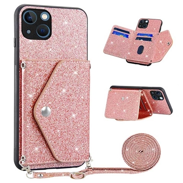 Stardust iPhone 14 Case with Card Holder - Pink
