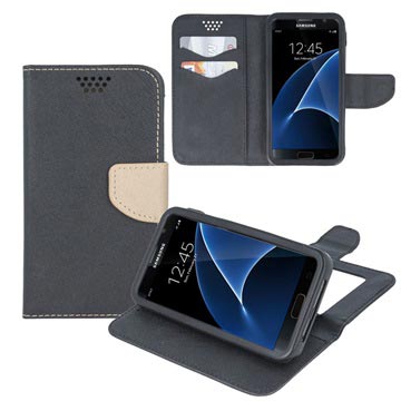 Smart & Fancy Universal Smartphone Wallet Case - 5.5 - Black / Beige