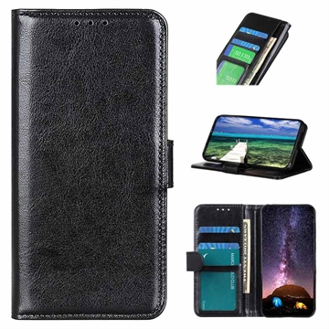 Nokia C32 Wallet Case with Magnetic Closure - Black