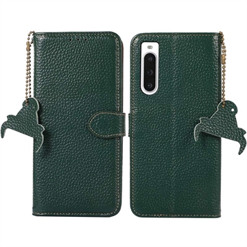 Sony Xperia 10 V Wallet Leather Case with RFID - Green