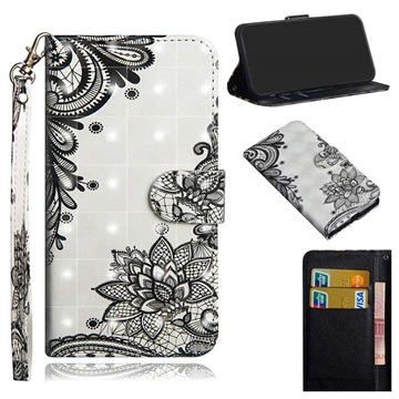 Wonder Series OnePlus 7T Wallet Case - Black Flower