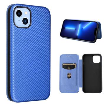iPhone 14 Plus Flip Case - Carbon Fiber - Blue