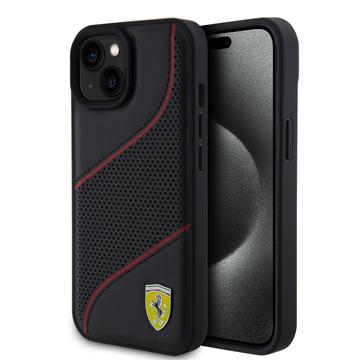 iPhone 15 Ferrari Perforated Slanted Line Case - Black
