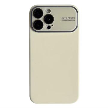 iPhone 15 Pro Max Liquid Silicone Case with Lens Glass Protection - Creamy Yellow