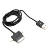 3 in 1 USB Charging Cable - Lightning, 30-pin, Micro USB - Black