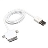 3 in 1 USB Charging Cable - Lightning, 30-pin, Micro USB - White
