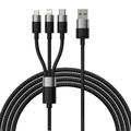 Baseus StarSpeed 3-in-1 Charging and Data Cable - 1.2m, 3.5A - Black