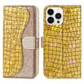 Croco Bling Series iPhone 14 Pro Wallet Case - Gold