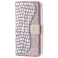 Croco Bling Series iPhone 13 Mini Wallet Case - Rose Gold