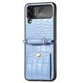 Crocodile Series Samsung Galaxy Z Flip4 5G Case with Strap - Blue