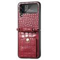 Crocodile Series Samsung Galaxy Z Flip4 5G Case with Strap - Red
