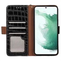 Crocodile Series Samsung Galaxy S21 FE 5G Wallet Leather Case with RFID - Black