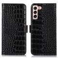 Crocodile Series Samsung Galaxy S23 5G Wallet Leather Case with RFID - Black