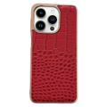 Crocodile Series iPhone 14 Pro Leather Coated Case - Red