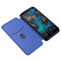 Nokia C1 Plus Flip Case - Carbon Fiber - Blue