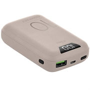 Puro Compact Power Bank 10000mAh w. Display - USB-A, USB-C, 15W - Pink