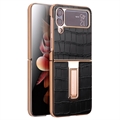 Qialino Croco Samsung Galaxy Z Flip4 Leather Coated Case - Black