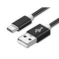 Reekin Nylon Braided USB-A / USB-C Cable - 2A, 1m - Black