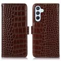 Samsung Galaxy S23 FE Crocodile Series Wallet Leather Case with RFID - Brown