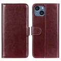iPhone 15 Plus Wallet Case with Magnetic Closure - Brown