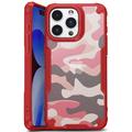 iPhone 15 Plus Anti-Shock Hybrid Case - Camouflage - Red