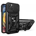 iPhone 15 Rotary Ring Hybrid Case with Camera Shield - Black
