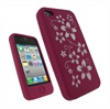 iPhone 4 iGadgitz Flower Design Silicone Case - Pink/White