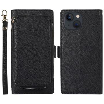 iPhone 14 Plus 2-in-1 Magnetic Wallet Case with Zipper - Black