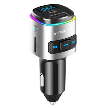 4smarts Media & Assist 2 Car Charger W. USB-C PD/USB-A & Bluetooth FM Transmitter - Silver