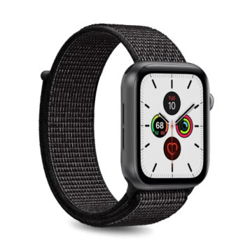 Apple Watch Ultra 2/Ultra/9/8/SE (2022)/7/SE/6/5/4/3/2/1 Puro Nylon Sport Strap - 49mm/45mm/44mm/42mm - Black