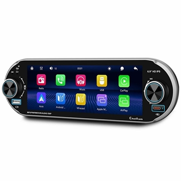 6.9 Single DIN Car Stereo with Wireless CarPlay & Android Auto - Black