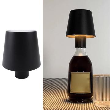Touch Control Wine Bottle Light 3 Changing Color LED Lamp Portable Desk Light for Bar, Party - Black