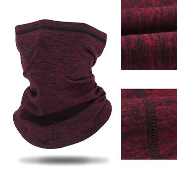 A01-WB Winter Outdoor Cycling Face Mask Skiing Neck Scarf Fleece Warm Neck Gaiter - Wine Red